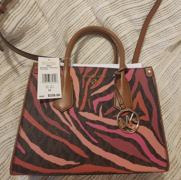 MUST GO!!!! MAKE AN OFFER! Michael Kors Brown Red Pink Purse Rare Find!!! - Picture 1 of 4